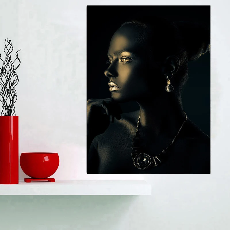 Черно белая африканская художественная Обнаженная Картина на холсте женщина