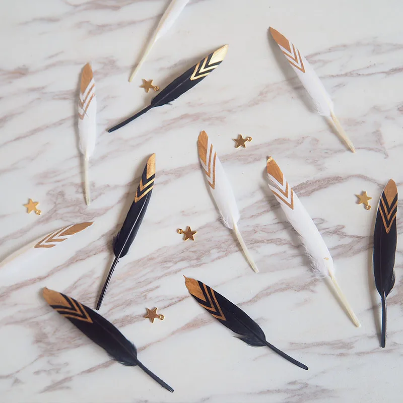 5 шт. бронзовые полосы перья для поделок украшение в виде павлина золотые гусиные