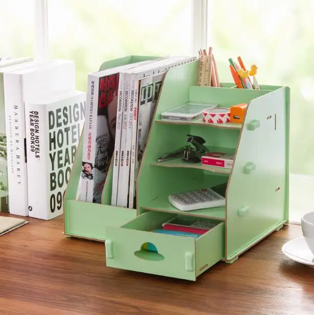 Office Supplies Desk Organizer Stationery Holder File Storage Box Wooden Cosmetic Drawer Rack