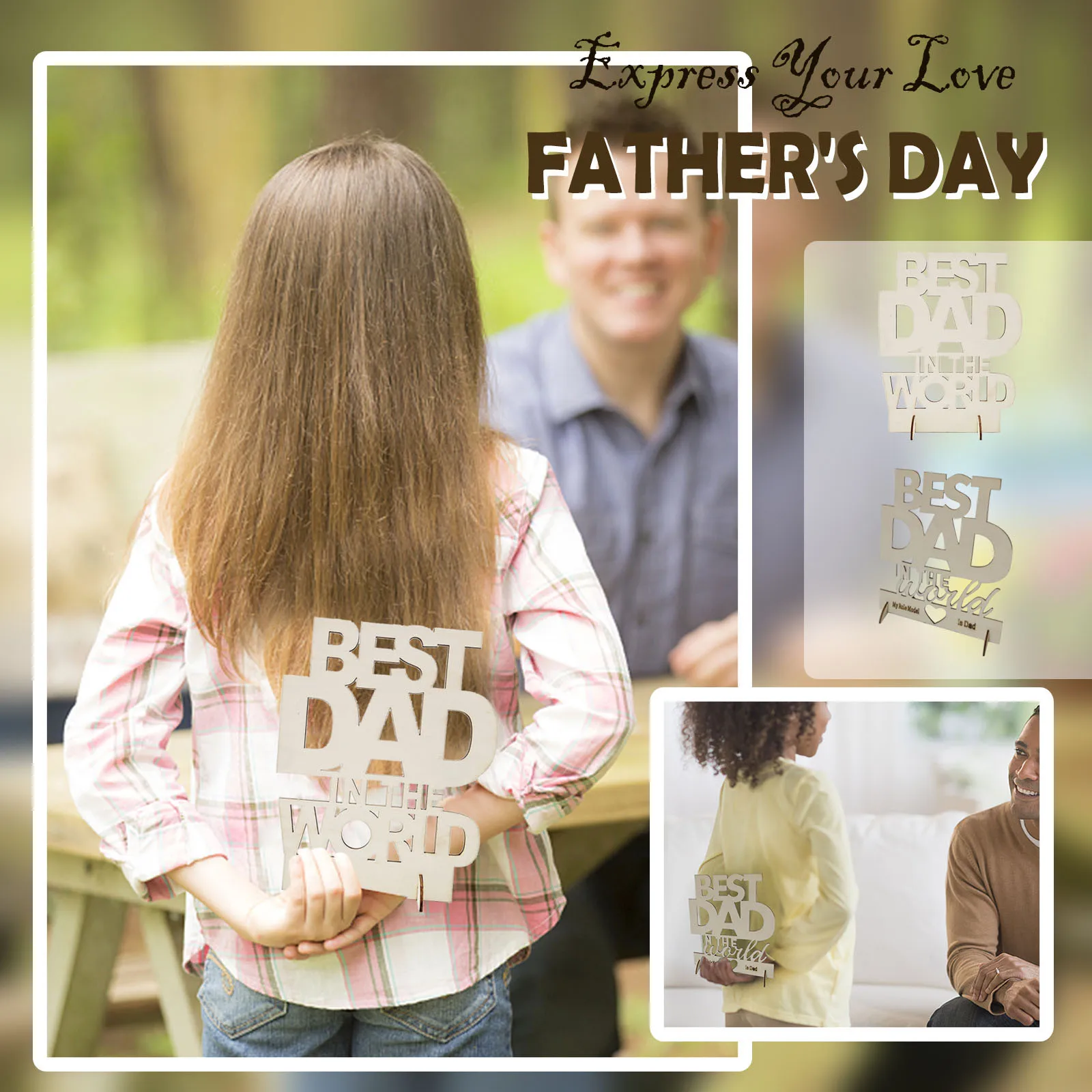 

Wooden Hollow Decoration Father's Day Creative-home Furnishing Wooden Gift Nordic Style Home Decoration Ornament Home Decor Hot