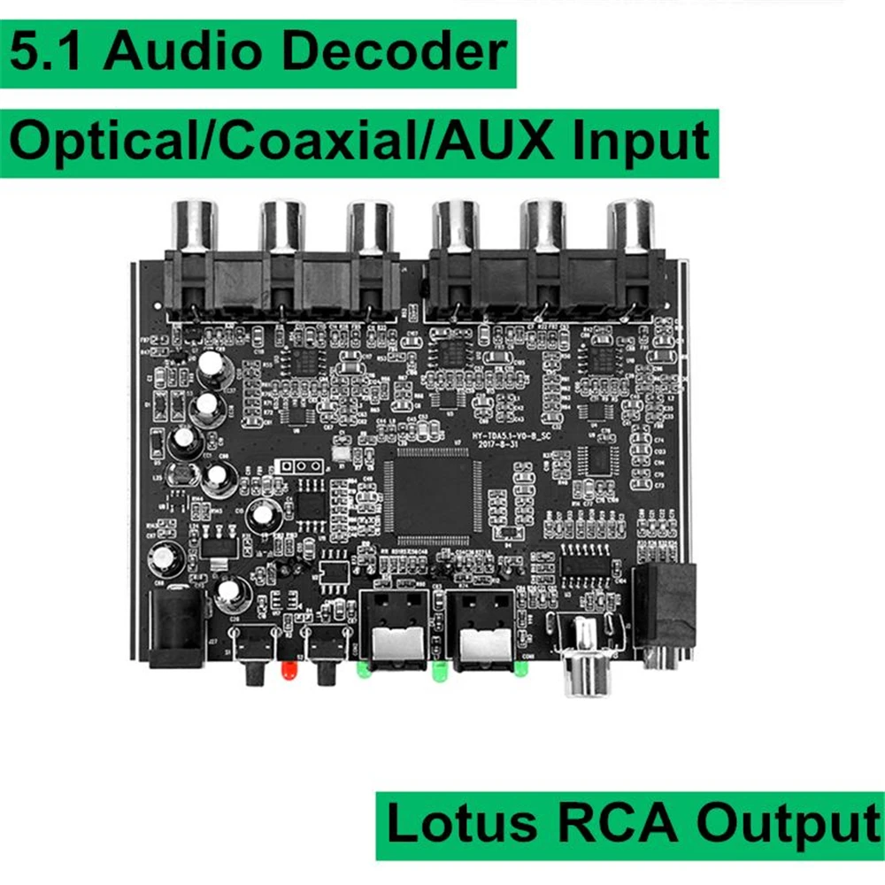 Купи DAC Module 5.1 Channel AC-3 PCM Digital Optical Coaxial DTS RCA HiFi Stereo Audio Home Theater Decoder Decoding Board Amplifier за 1,153 рублей в магазине AliExpress