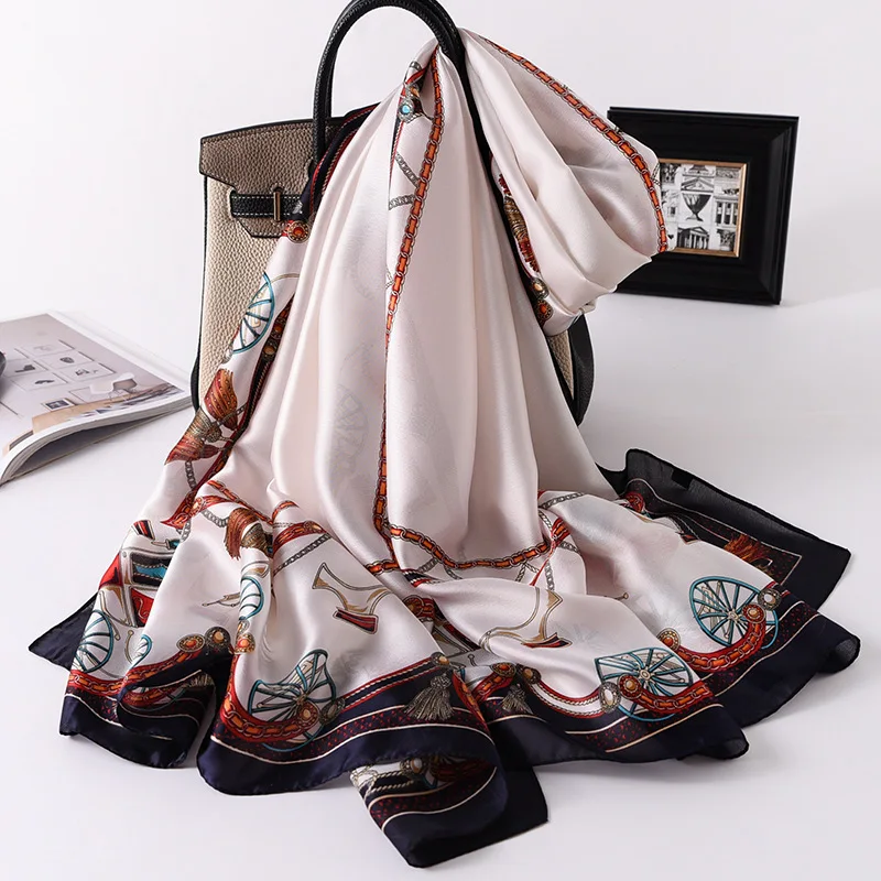 Роскошный женский шелковый шарф дизайнерский платок хиджаб шарфы летняя женская