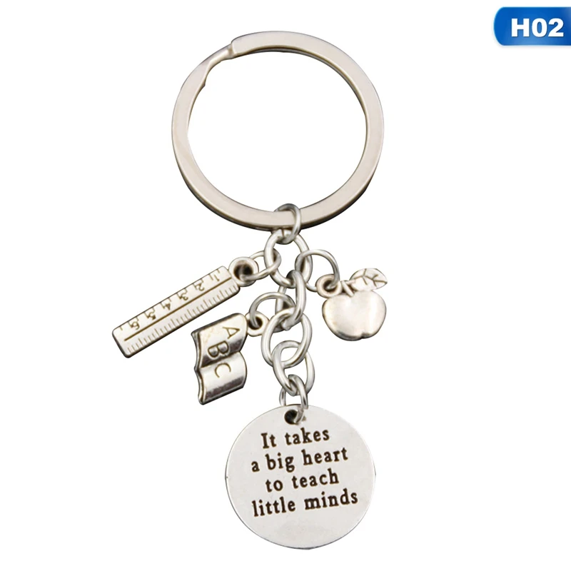 Брелки для учителей с большим сердцем обучения маленьким умам брелок ключей