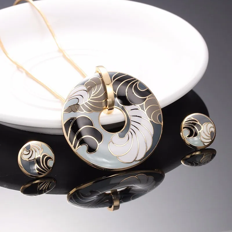 R& X модные ювелирные изделия из эмали подарок вечерние Mariage Joyas ожерелье/серьги сверкающие колье комплект юбилей для женщин свадебные Дубай 22