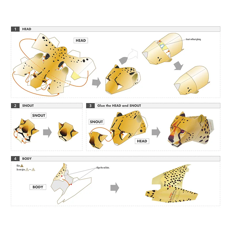 Леопардовый Гепард Ягуар оригами для ручной работы Искусство складной мини 3D