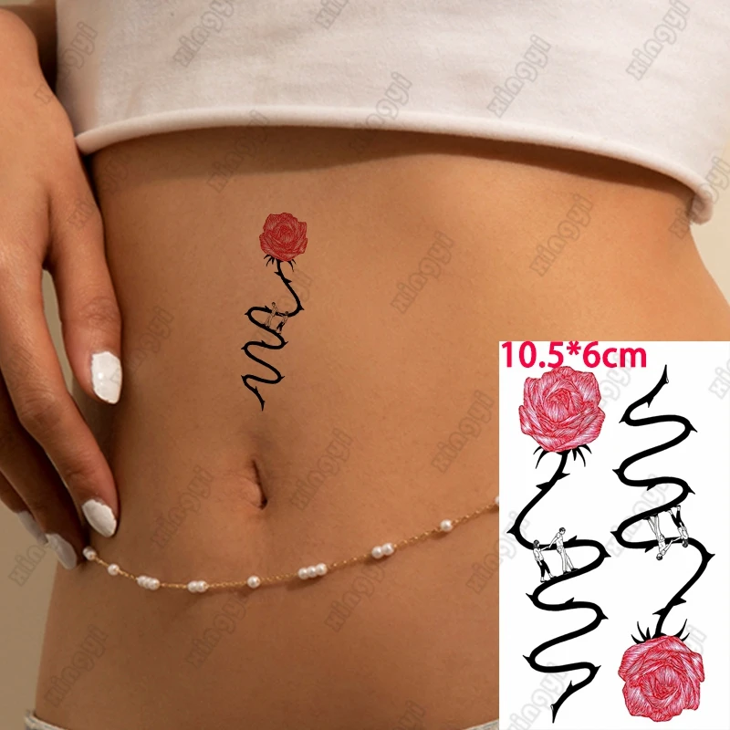 

Waterproof Temporary Tattoo Sticker Sketch Rose Small Butterfly Sexy Girl Arm Wrist Water Transfer Fake Tatto Body Art Women Men