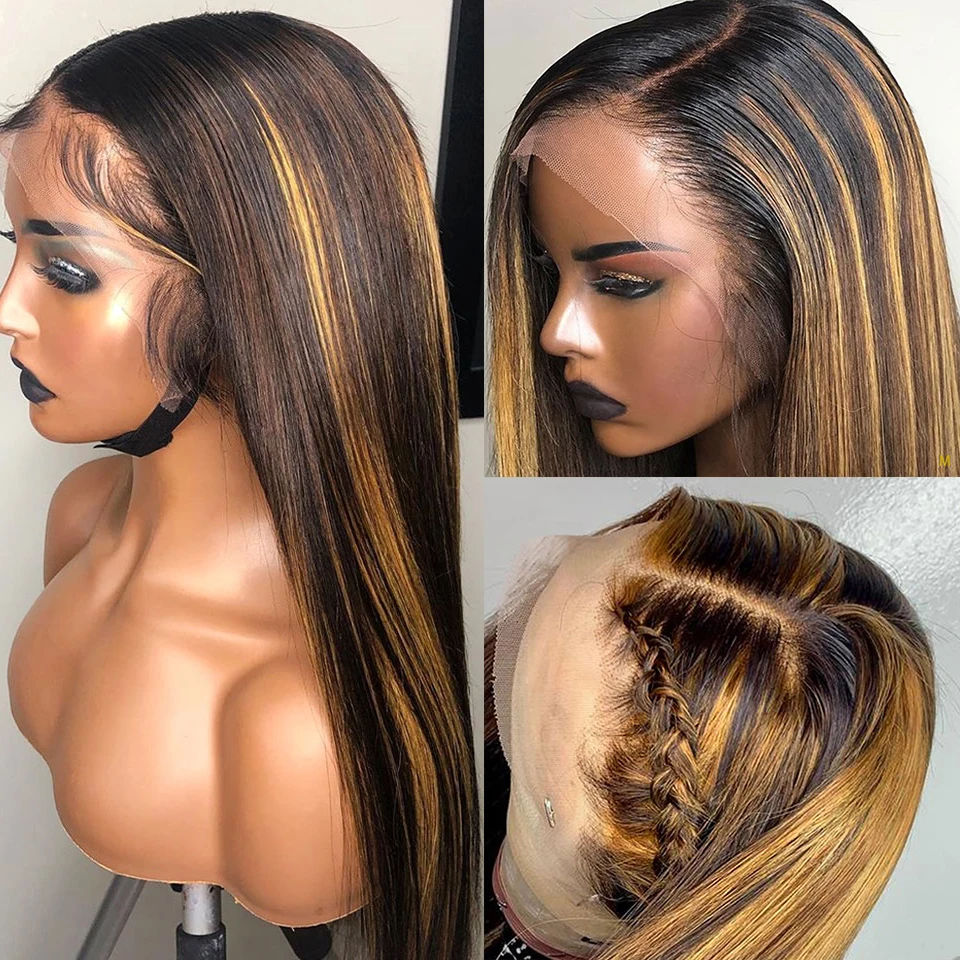 Светлые основные человеческие волосы парик шнурка 13x4 предварительно выщипанные