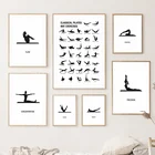 Черно-белая картина для упражнений пилатеса, Йога, настенная Картина на холсте, скандинавские постеры и принты, картины для декора гостиной