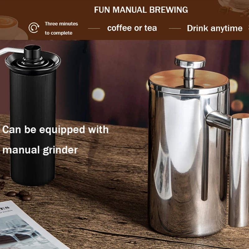 

HiBREW French Press Coffee Maker Stainless Steel Coffee Percolator Pot, Manual Strainer Household Coffee Pot