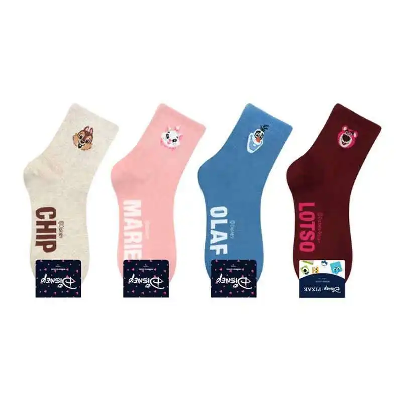Disney носки с принтом Дамская одноцветная трубка коттоновые модный комплект Минни