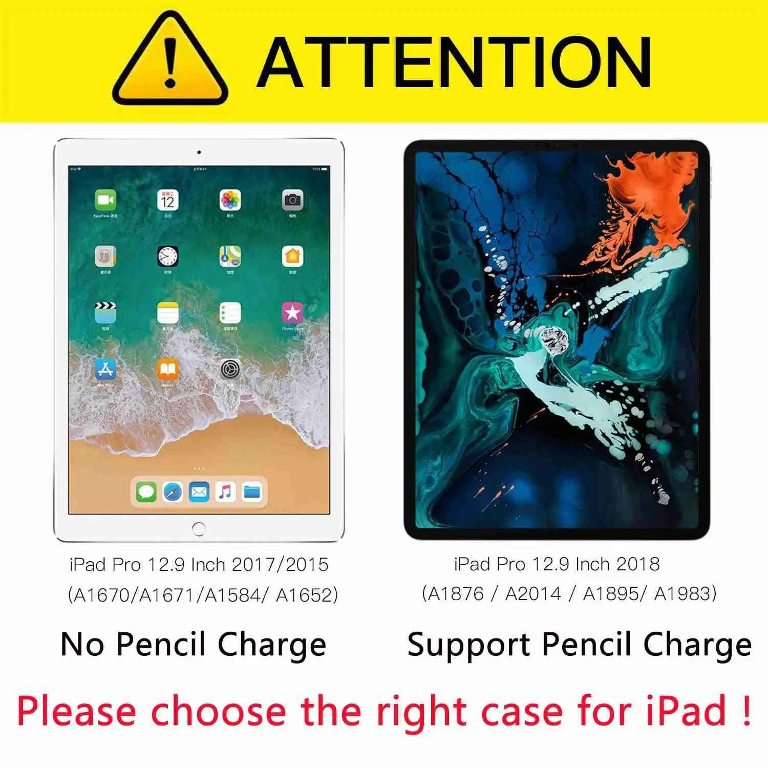 

Case For iPad Pro 12.9 with Pencil Holder 2018 2017 2015 Premium PU Leather TPU Soft Cover for iPad Pro 12.9 2018 Case+film