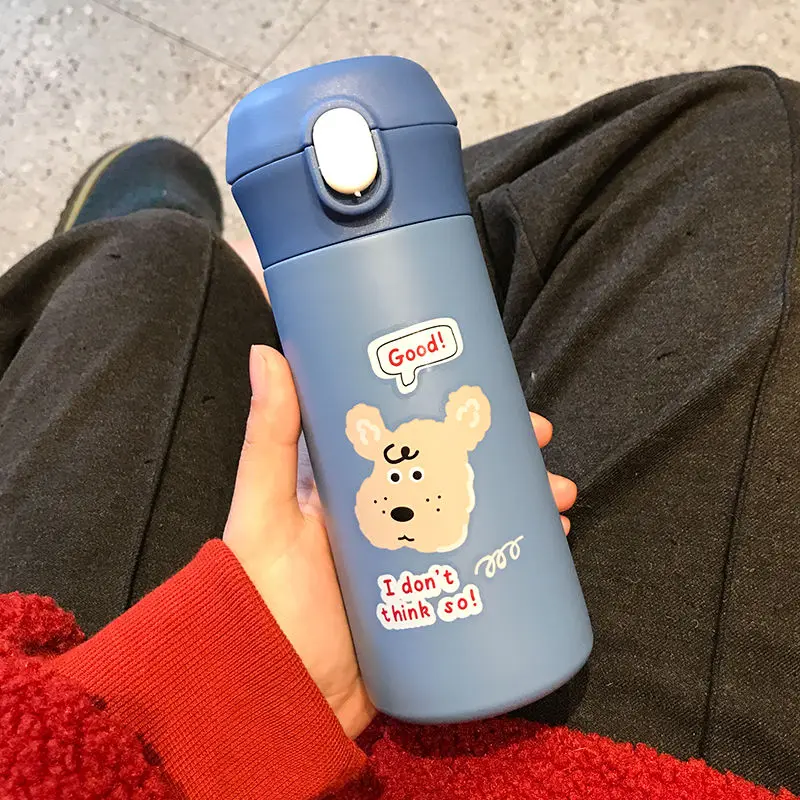 

Thermos cup Korean version simple large capacity water cup lovely children portable straight cup 304 stainless steel