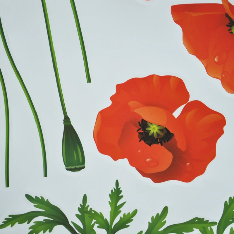 Элегантная женская Наклейка на стену в виде кукурузного мака ПВХ