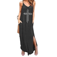 faith cross sundress womens dresses za 2021y2k maxi dress sleeveless v neck sling slit beach blouse long skirt with pocket