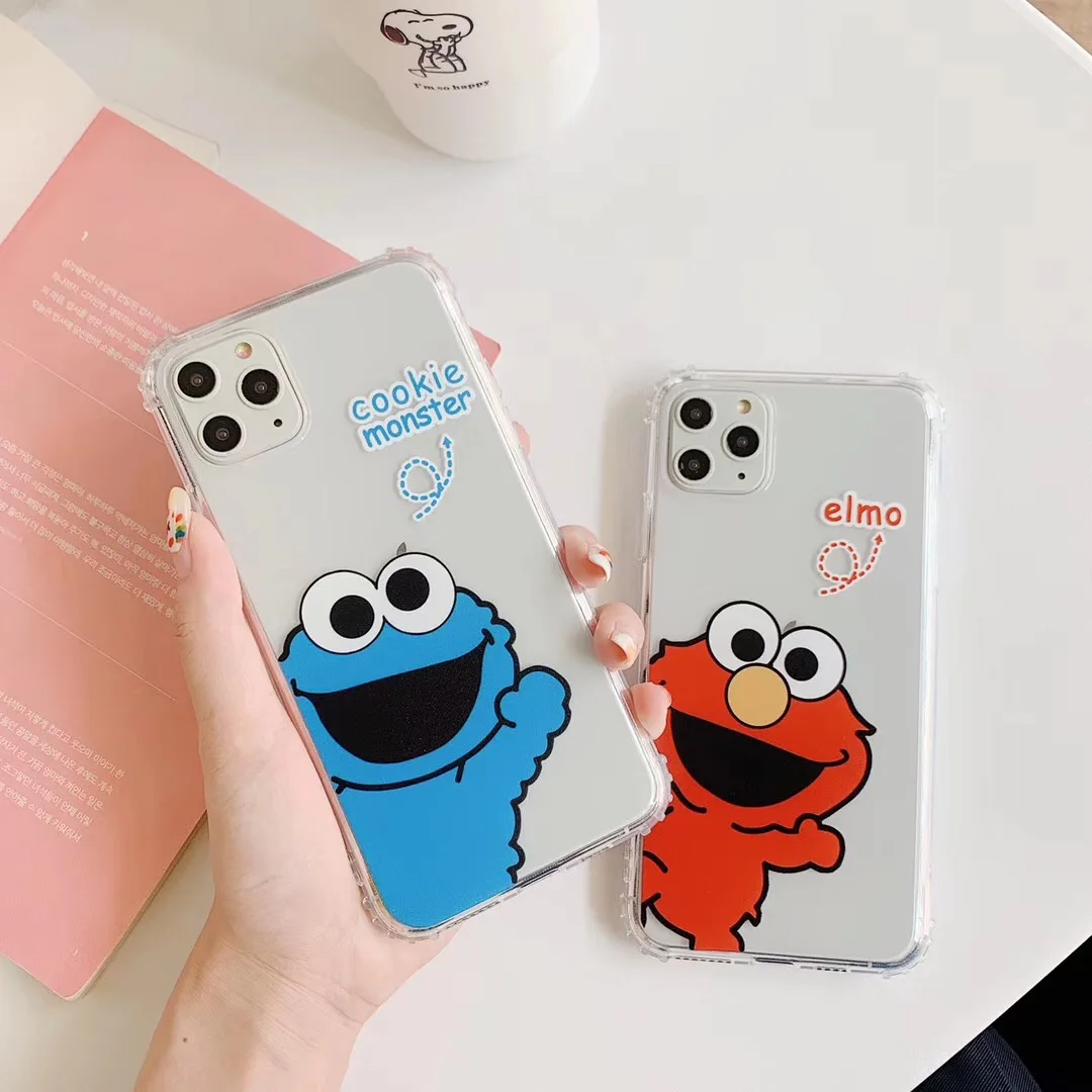 Милый мультяшный чехол с изображением улицы Сезам Элмо cookiemonster для iPhone 7 8 Plus 11 Pro X