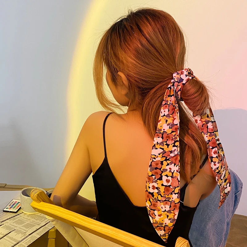 Новинка весна лето 2021 узкий шарф с лентой женский Универсальный в Корейском