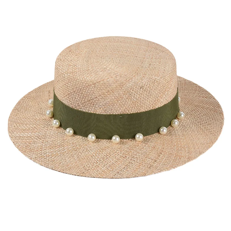 Шляпа USPOP соломенная летняя с широкими полями жемчугом | Аксессуары для одежды
