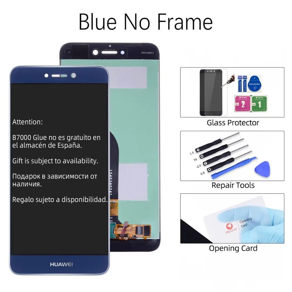 Дисплей для HUAWEI P9 Lite Nova Lite GR3 LCD в сборе с тачскрином на рамке 5.2'' белый золото черный синий - Цвет: No Frame Blue