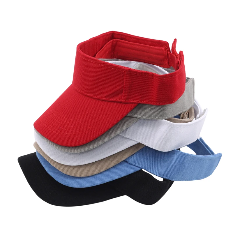 

Tennis Caps Sun Sports Visor Hat For Men Women Running Beach Baseball Caps 6 Solid Color Wholesale Golf Hats