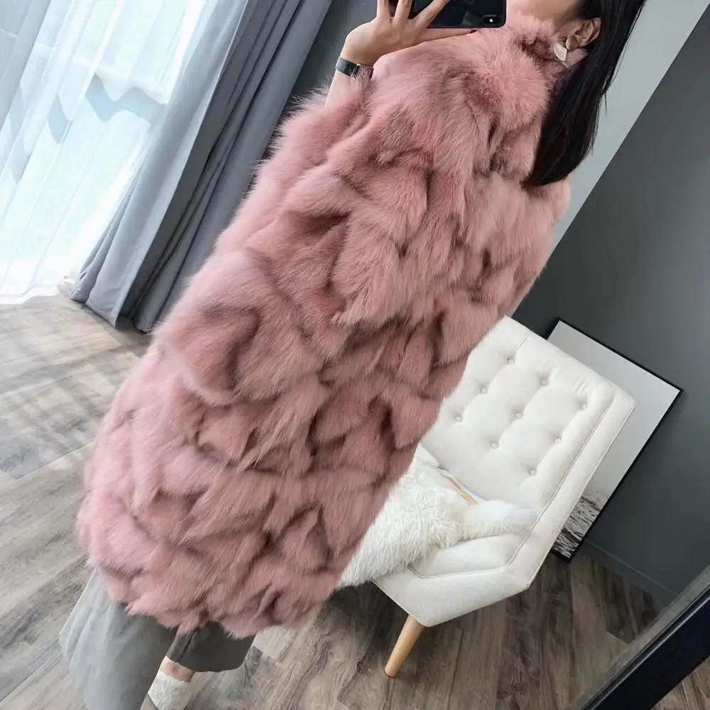 

Winert real fox fur coat women 2019 new fashion real fur jacket long coat plus size luxury clothes thick warm streetwear