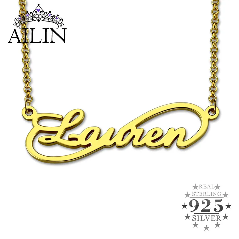 AILIN Personalised Necklace Women 925 Silver Custom Name Rolo Chain Infinity Love Nameplate Jewelry Girlfriends Gifts | Украшения и