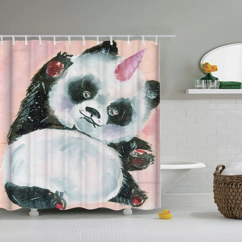 Занавеска для душа Dafield в виде панды забавная мультяшная Водонепроницаемая