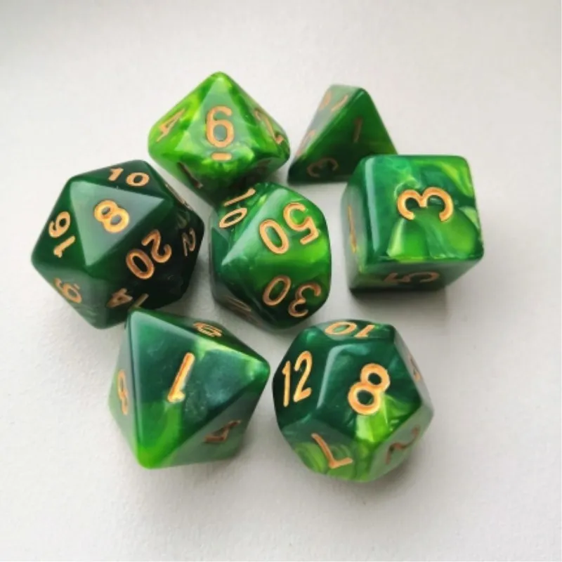 7 шт./компл. многогранные кости d & d4 d6 d8 d10 % d12 d20 TRPG игры Набор Игральный костей