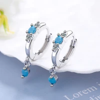 ni style 925 sterling silver earrings inlaid turquoise crystal zircon earrings woman charm jewelry gift