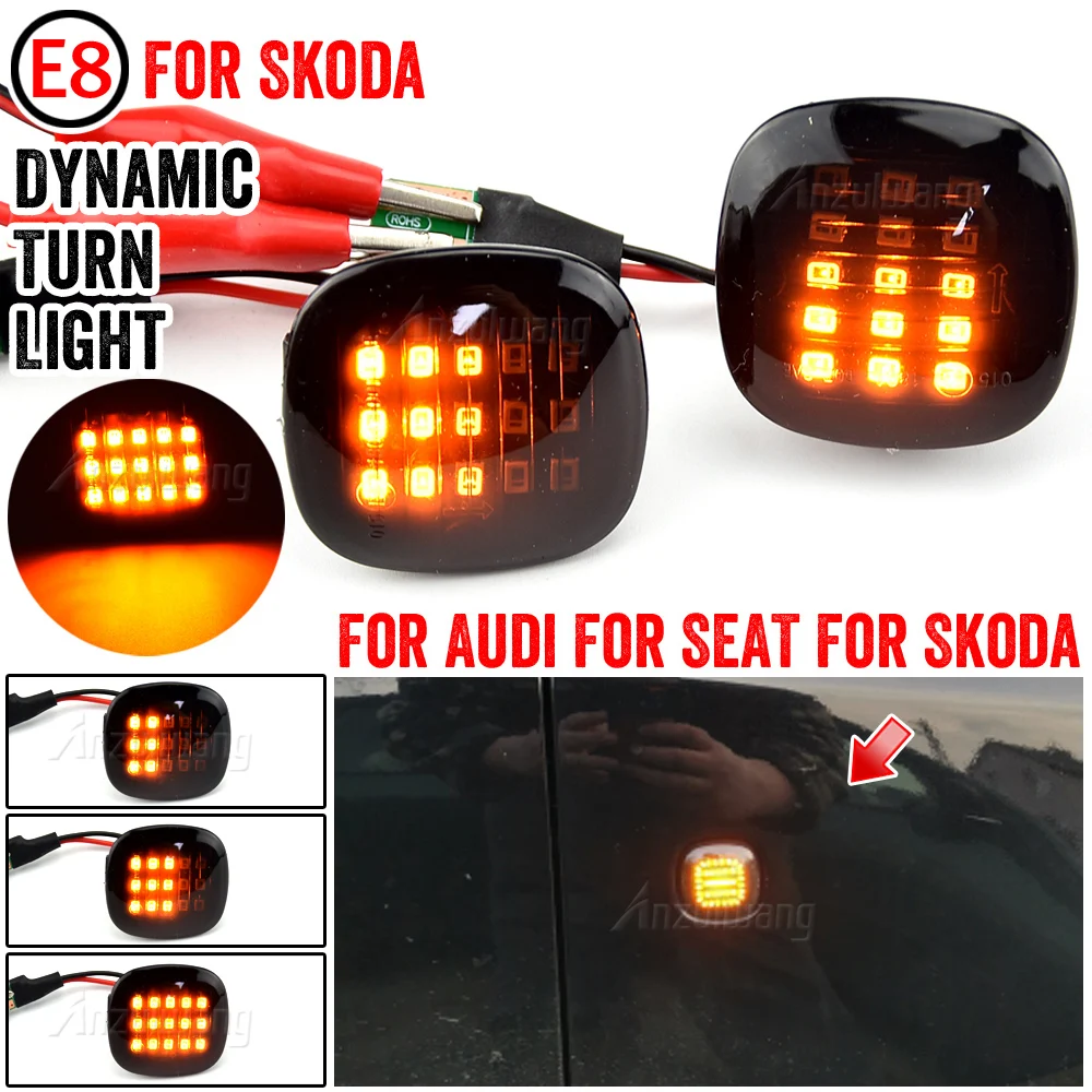 

2X Dynamic LED Side Marker Turn Signal Light Indicator For Skoda Fabia Octavia Superb Roomster SEAT Cordoba Ibiza AUDI A3 A4