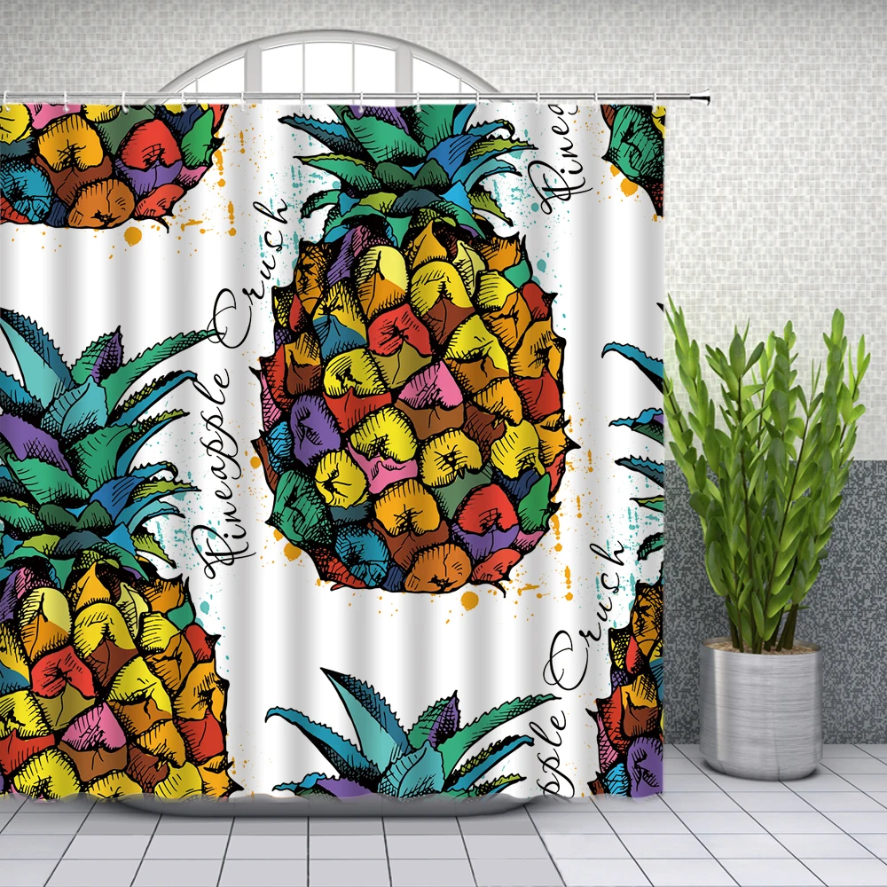 Ананасовая занавеска для душа декор ванной комнаты акварельные фрукты домашняя