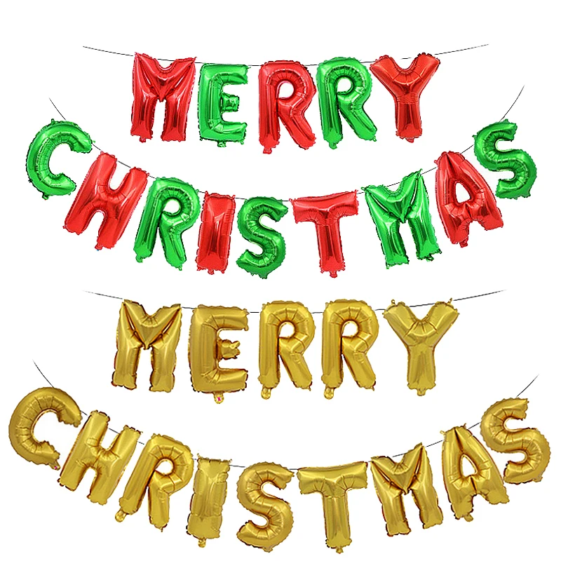 

merry christmas balloon christmas atmosphere party decoration balloon red green merry christmas letter aluminum film balloon set