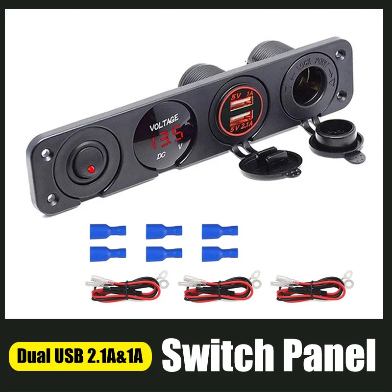 Светодиодный вольтметр дисплей с 4 отверстиями фонарь гнездом прикуривателя 12 В