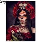 Алмазная вышивка с изображением черепа и цветов, 5d