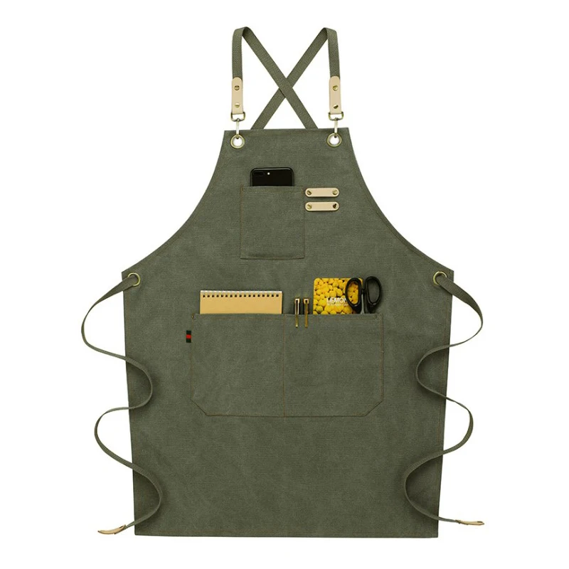 Брезентовый Рабочий Фартук на шею унисекс Регулируемая кожаная фабричная