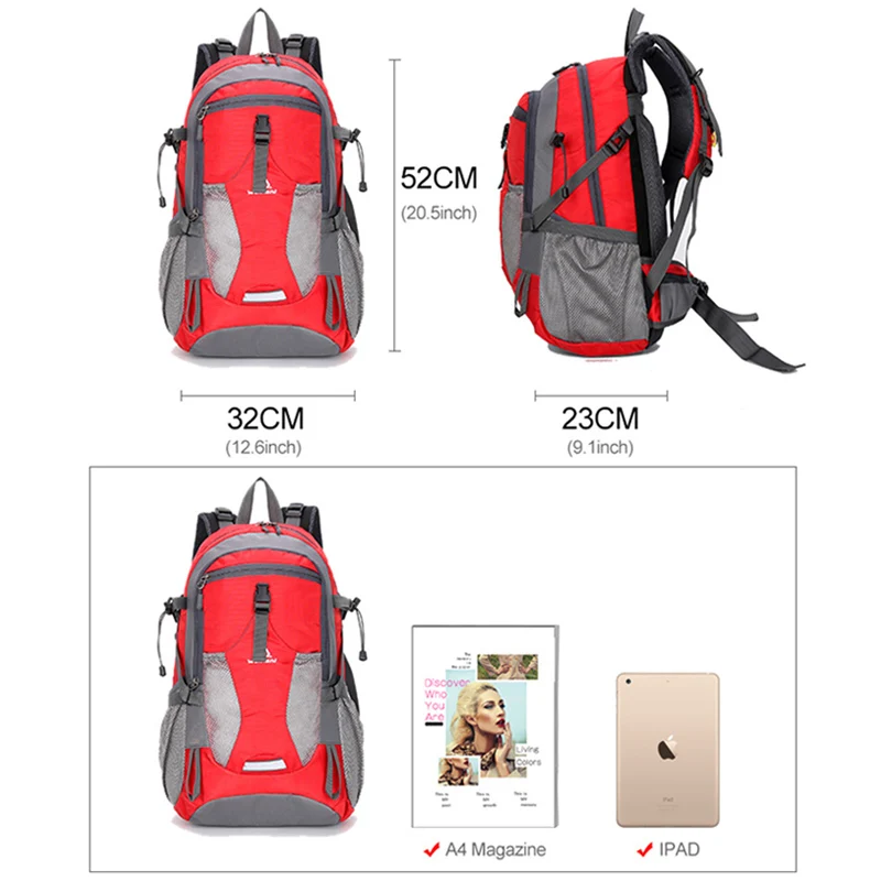 40L Outdoor Hiking Camping Backpack Army Bag Sport Rucksack Men Waterproof Nylon Sports Backpacks Climbing Travel Ruck | Спорт и