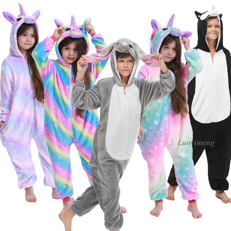 Kigurumi/Детские пижамы с единорогом для детей одеяло рисунком животных Детский