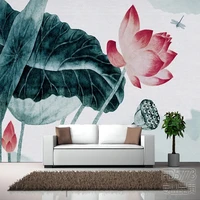 custom any size mural wallpaper 3d exquisite new chinese ink lotus leaf sofa tv background wall sticker papel de parede painting