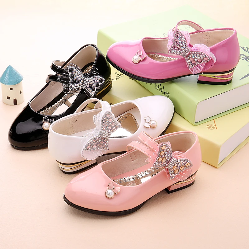 2019 белые классические модели обуви для девочек обувь принцессы с бантом кожаные