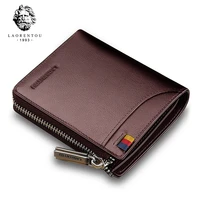laorentou coin purse for men genuine leather bifold short wallets zipper card holder business male purse high quality clutch bag