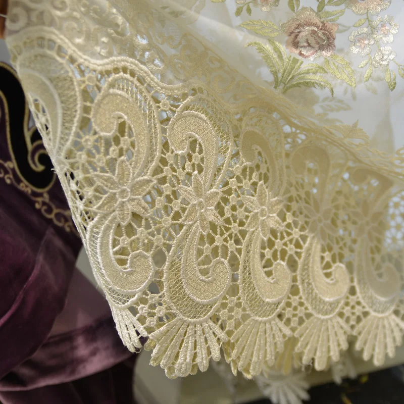 

Custom curtain Villa luxury French European living room purple velvet thick cloth blackout curtain valance tulle panel C186