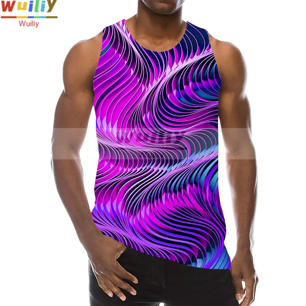 Men Graphic Tank Top Round Neck 3D 