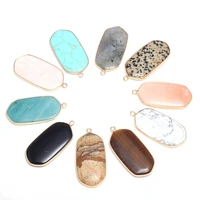 natural stone pendants for jewelry making diy earring necklace bracelet accessories charms reiki healing gift size 23x43mm