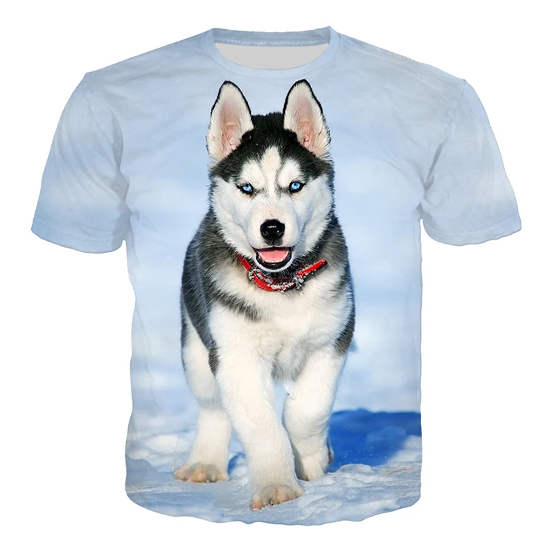 

New Pet Dog Husky 3D Print T-shirt Harajuku Animal Husky T Shirts Men Women Summer New Fashion Casual Hip Hop Streetwear Tops