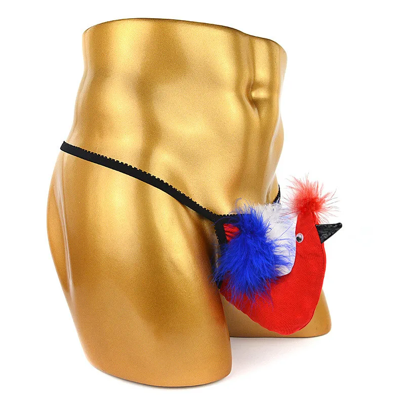 Men's erotic lingerie cartoon bird thong sexy T pants nightclub gay chick Christmas white | Тематическая одежда и