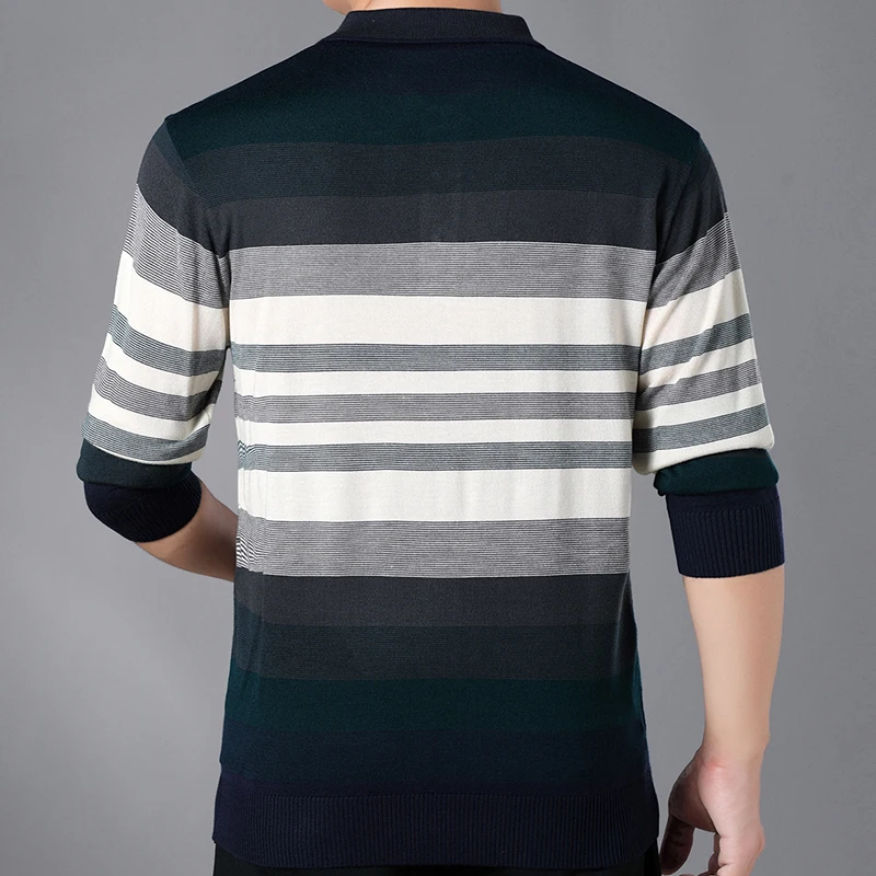 2021 брендовая Повседневная полосатая рубашка поло с длинным рукавом для фитнеса