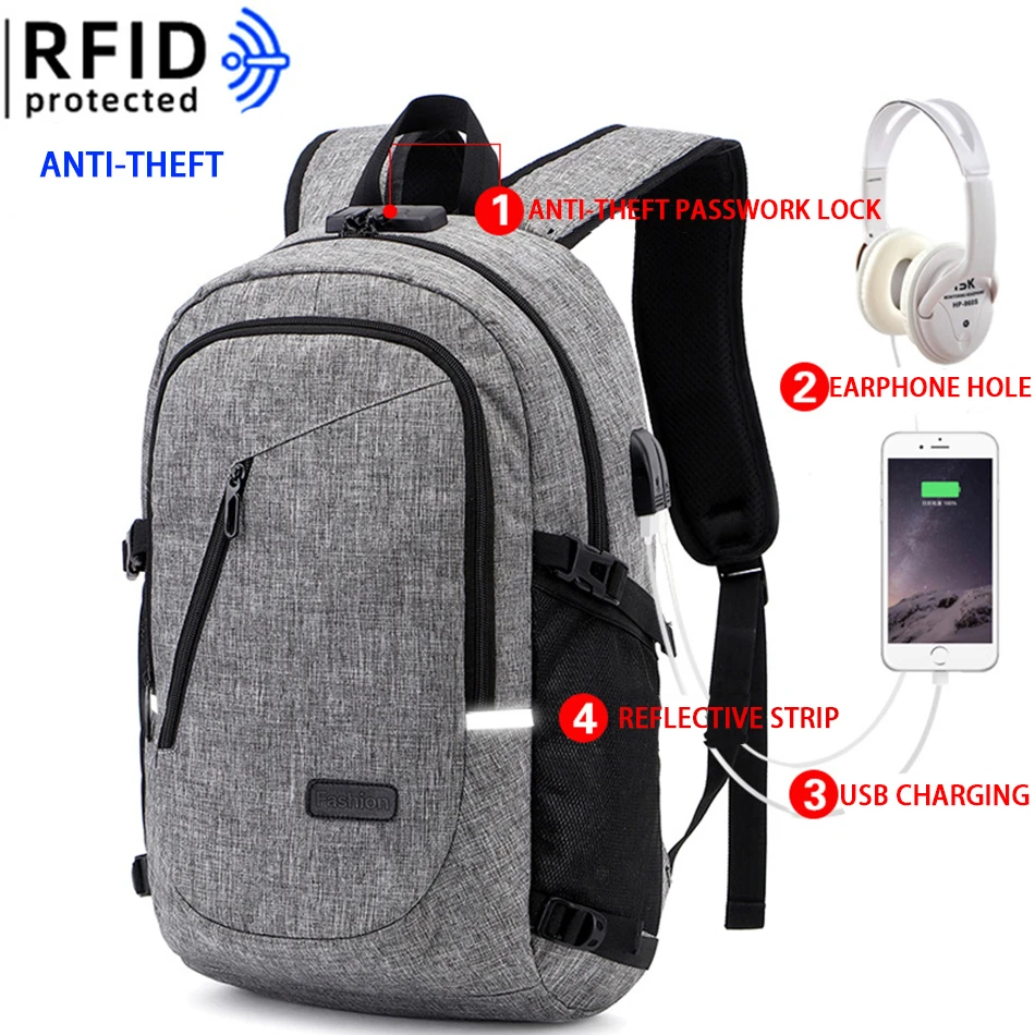 

RFID Password Lock Anti Theft Backpack Waterproof Women's Men's Travel Bags Laptop Notebook Large Capacity Backpack