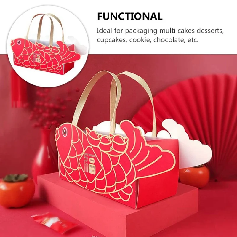 Красная бумажная упаковочная коробка для торта мультяшная коровья печенья