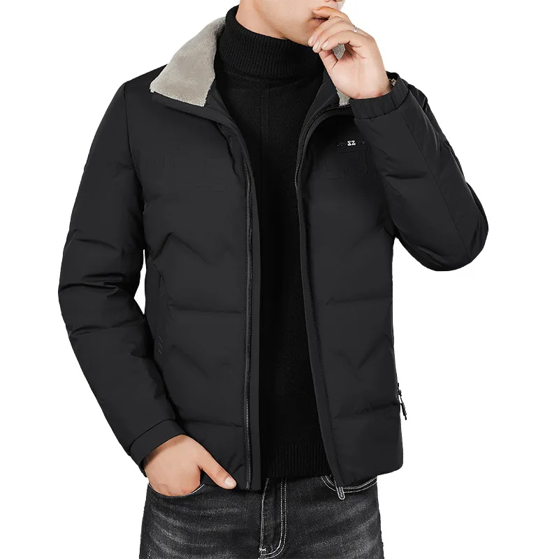 

winter New white duck down men down jacket in middle-aged father male lambs collars warm warm short coat