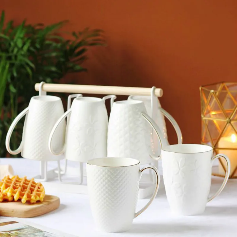 

European tea set home ceramic heat-resistant cold water bottle drinking cup with cup holder room decoration WJ021545