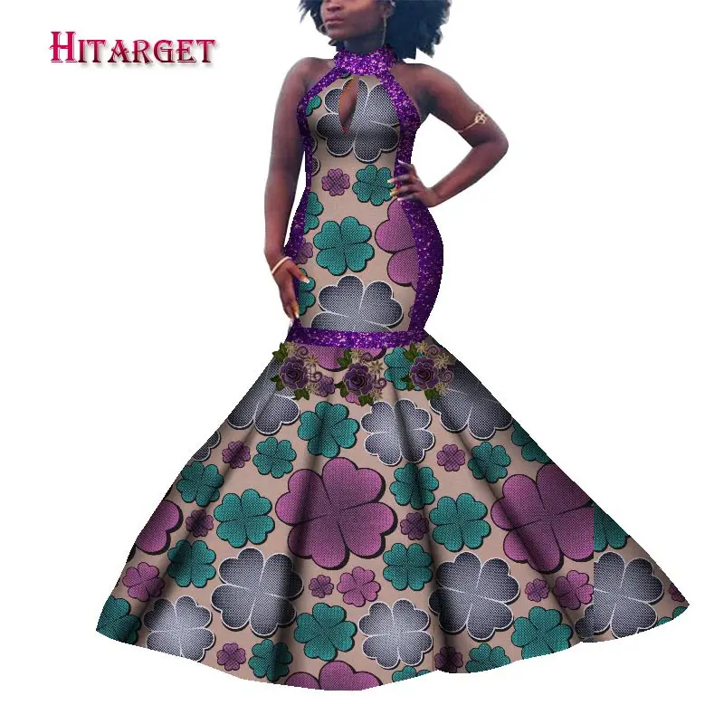 2021 African dress Party dress Multi-color floral dress Fashionable dress Sleeveless dress Tight skirt traditional dress wy7879